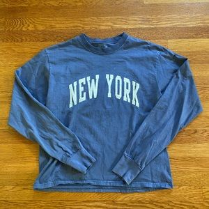 Vintage Blue John Galt New York Long Sleeve T Shi… - image 1